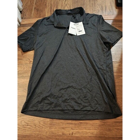 NWT Theory Polo Shirt Mens Large Black Atlas Pique Casual Preppy Golf Classic - Picture 1 of 6